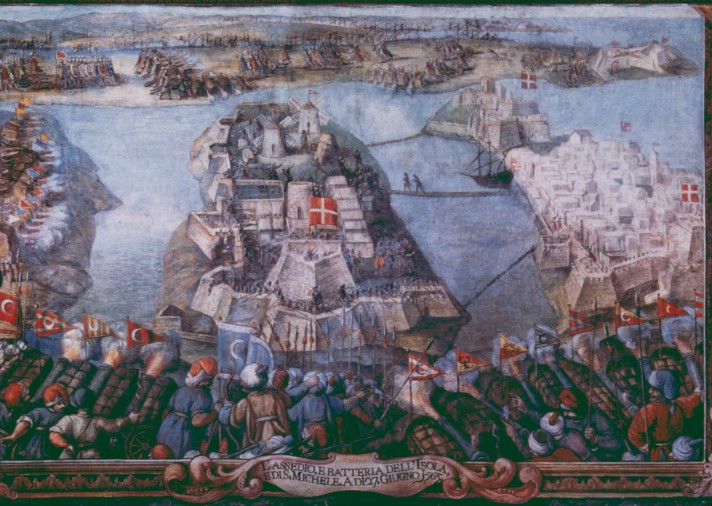 A fresco depicting the Turkish siege of Malta in 1565