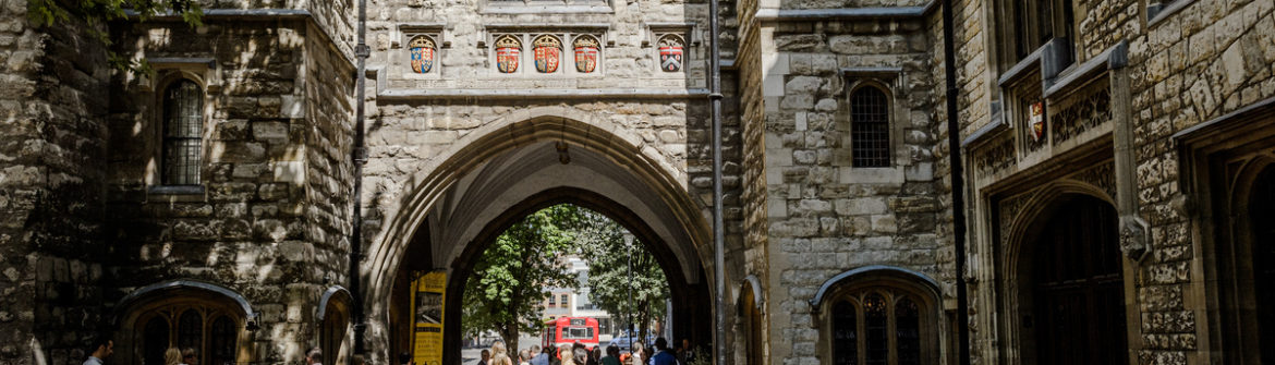 A view of St. John's Gate in the sunshine as guests arrive