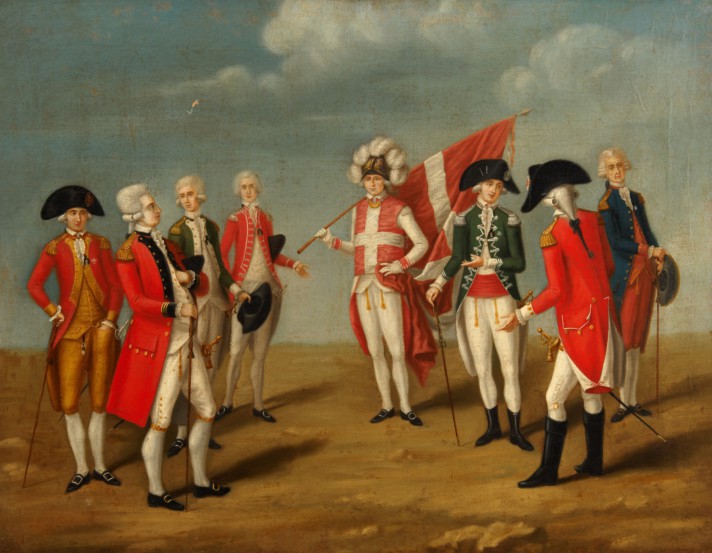 An oil painting depicting Dignitaries of the Order of St John, after Favray, late 18th century