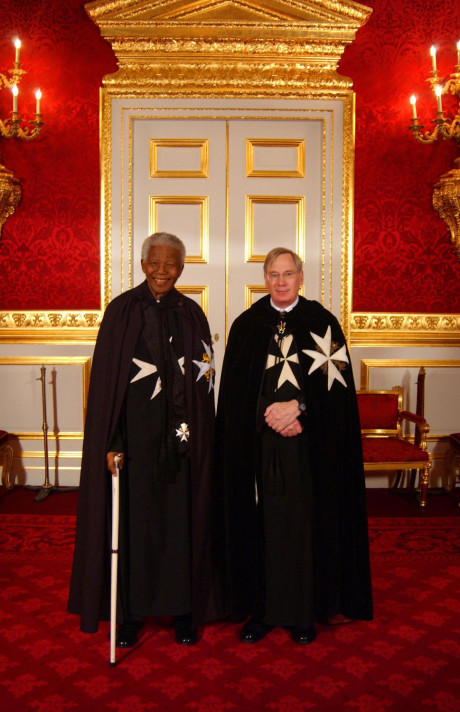 photograph of The Duke of Gloucester, Grand Prior of the Order of St John, with Nelson Mandela, Bailiff Grand Cross of the Order