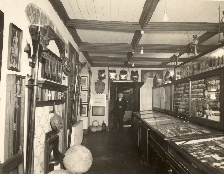 The first Museum room, with Henry Fincham in the doorway