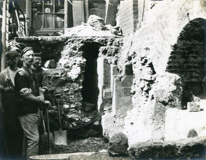 Excavations in front of the Church, late 19th century