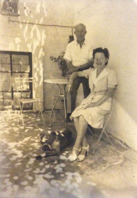 Olof Gollcher with wife, Nella (and dog) at home at the Palazzo Falson, Mdina, Malta