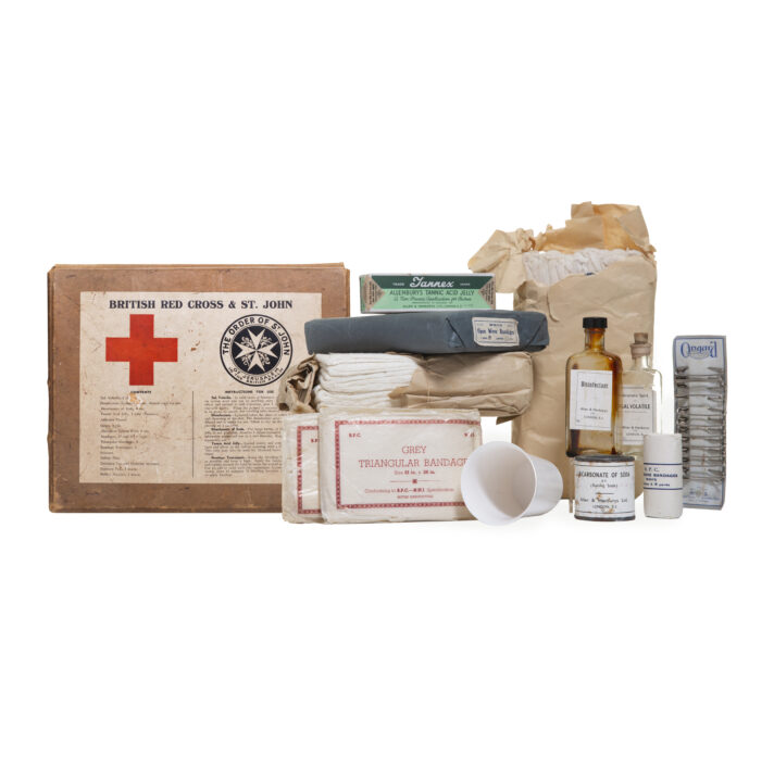 Objects made by civilian internees and concentration camp survivors during the Second World War. Some were made using packaging materials from Red Cross and Order of St John food parcels