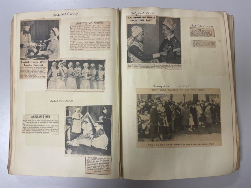 An example double-page of some of the contents of the scrapbook.