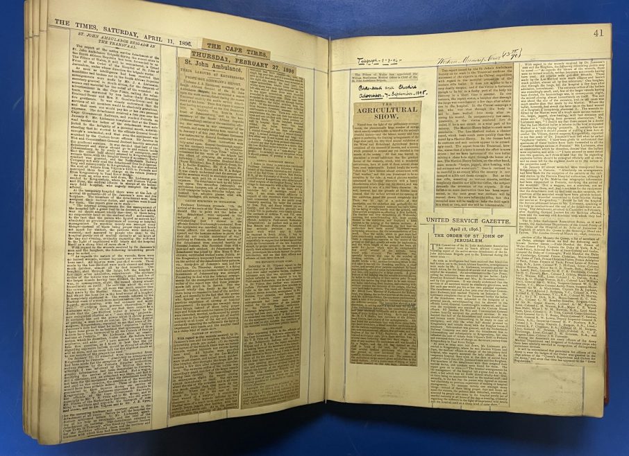 An example of some of the content in the newspaper cuttings books (Archive ref: STJ/SJAA/4/2)