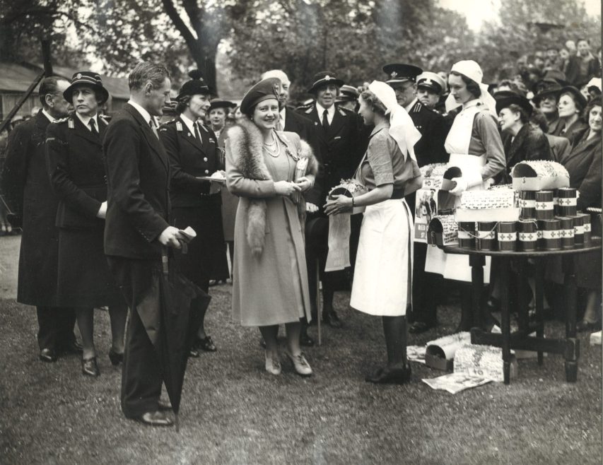 Queen Elizabeth the Queen Mother attending a Flag Day event for the Committee of the British Red Cross and the Order of St John (PHA1672)